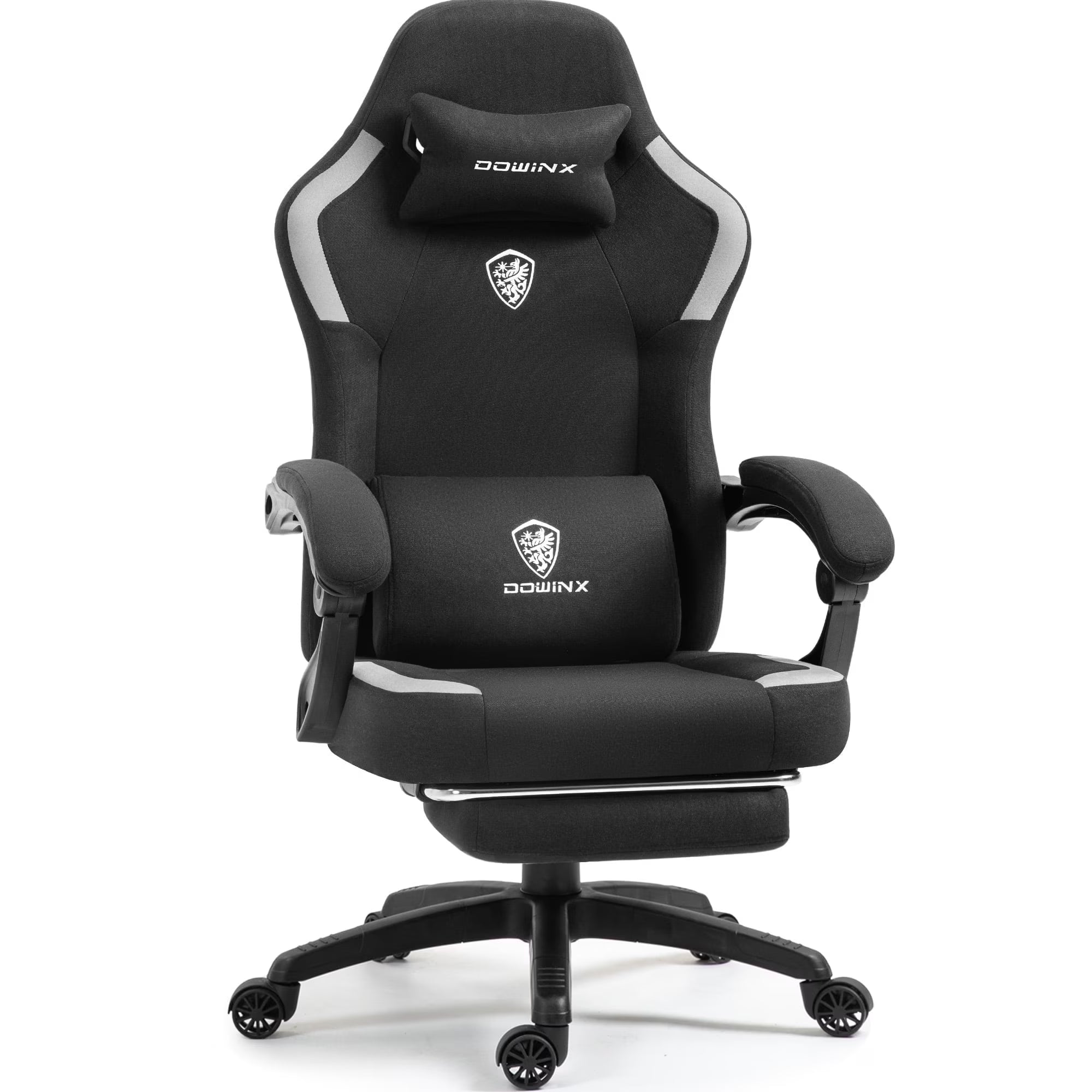 GOOSEA Fabric Gaming Chair with Pocket Spring Cushion. Breathable Computer Chair with Massage Lumbar Support and Footrest. High Back Office Chair for Adults. 300lbs. Grey