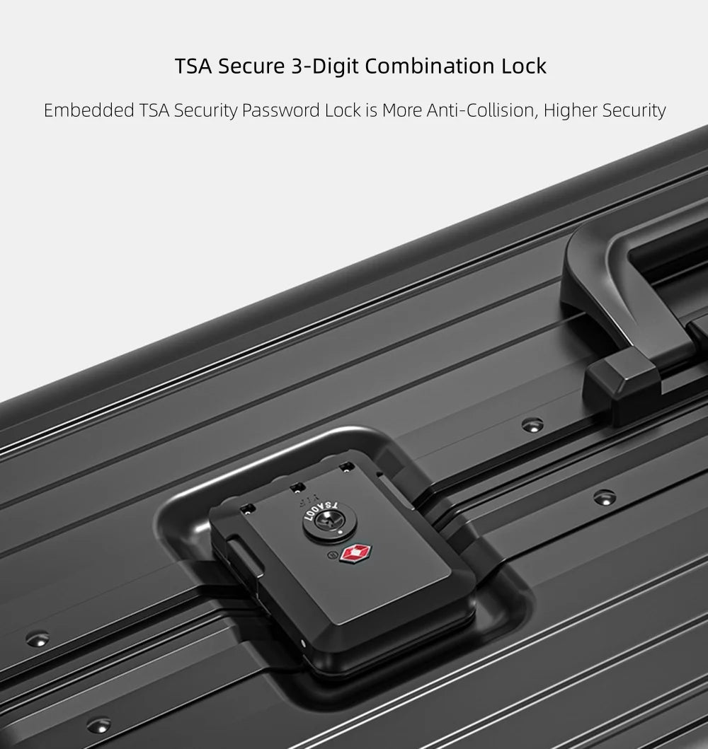 All Aluminum Magnesium Hardshell Carry on Luggage with Wheels. Modern Zipperless Hardshell Checked Luggage with TSA Lock. Airline Approved Metal Suitcase Travel Metal Rolling Luggage