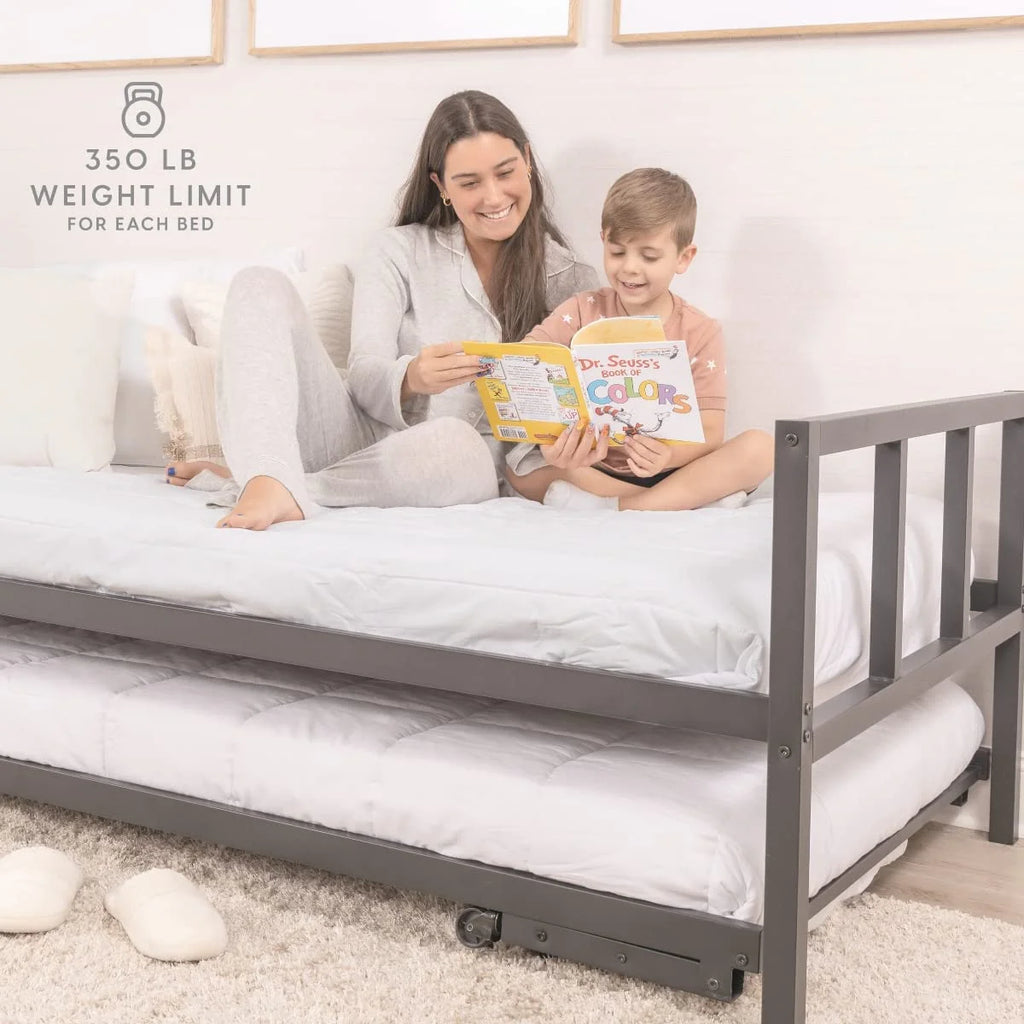 Milliard Twin Daybed and Fold-up Trundle Set. Frame - Mattresses Sold Separately (Black)