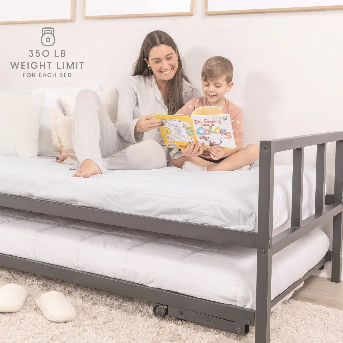 Milliard Twin Daybed and Fold-up Trundle Set. Frame - Mattresses Sold Separately (Black)