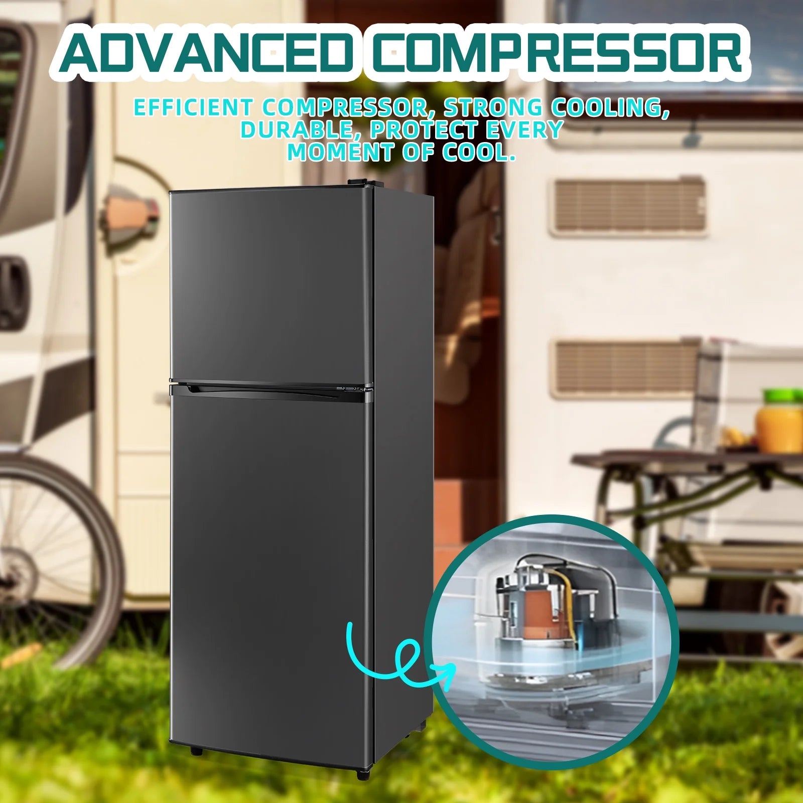 JIEJIA 5.0 Cu.Ft Apartment Size Refrigerators with Separate Freezer. 2 Door Refrigerator. Small Fridge with Freezer. Gray