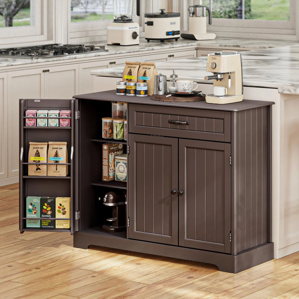 Coffee Bar. Lofka 42 Kitchen Storage Cabinet. Sideboard Buffet Cabinet with 8 Shelves. 1 Drawer