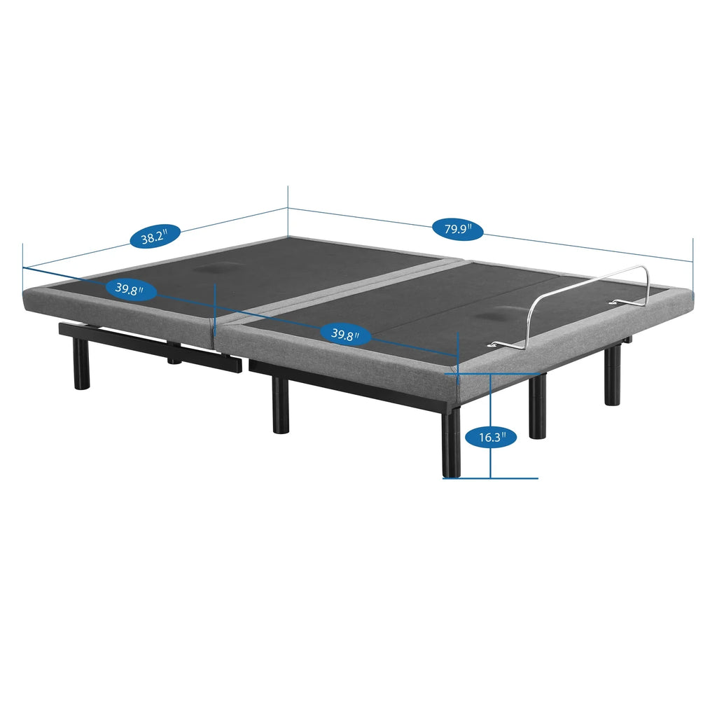 IdealBase Adjustable Bed Frame Twin XL. Massaging Zero Gravity Adjustable Bed Base. Electric Adjustable Beds with 3 Speed Head & Foot Massage. Wireless Remote. 2 USB Ports. 800LBs Capacity Gray