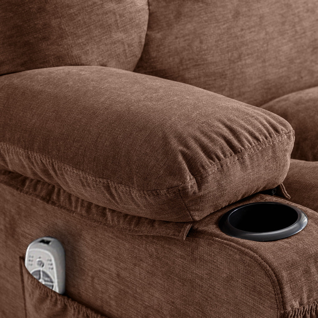 JONPONY Manual Recliner Chair with Heat Therapy and Massage Function. Heavy Duty Reclining Mechanism Massage Chair. Elderly Single Rocker Sofa with Cup Holders for Bedroom Home Theater.Grey