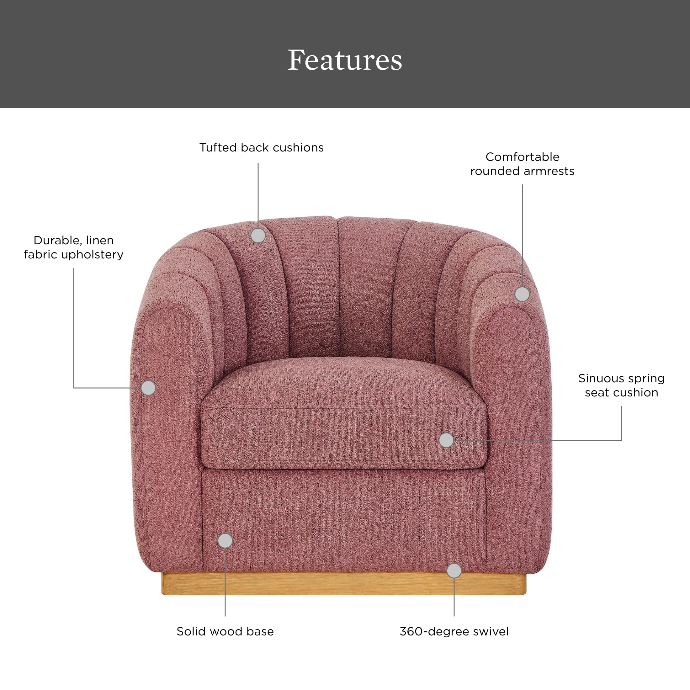 Better Homes & Gardens Lillian Accent Swivel Chair. Cream Linen