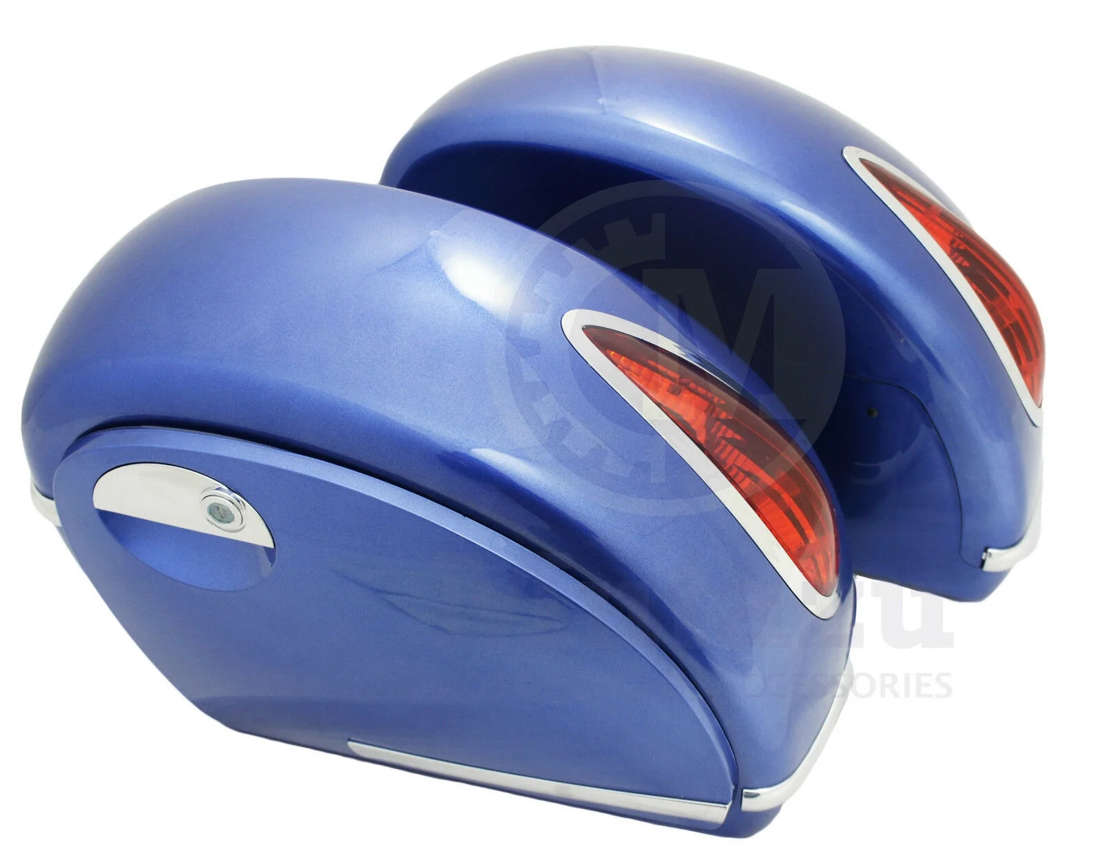 Mutazu Cobalt Blue MU Universal Motorcycle Hard Saddlebags fits most Cruisers