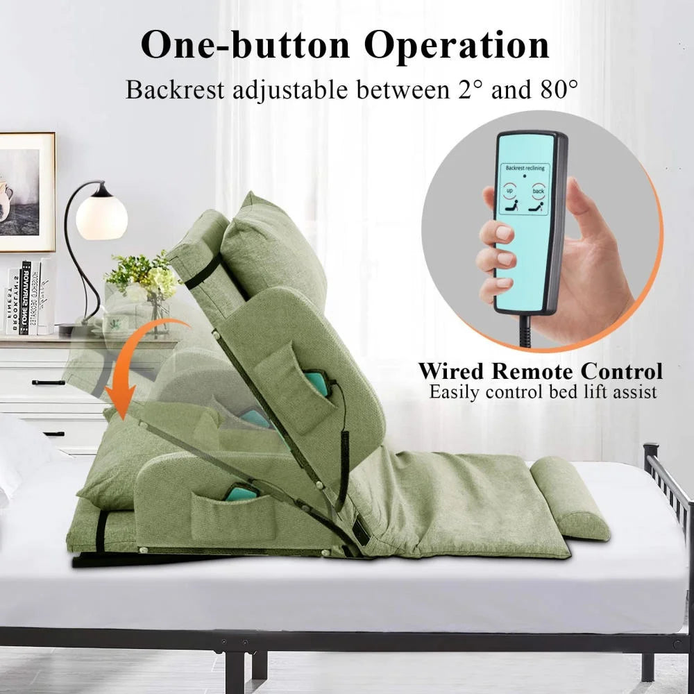 Adjustable Power Lifting Bed Backrest for Elderly Patient Injured. Sit-up Back Rest Chair for Neck Lumbar Back Support. Electric Lifting Backrest for Bed (Gray)