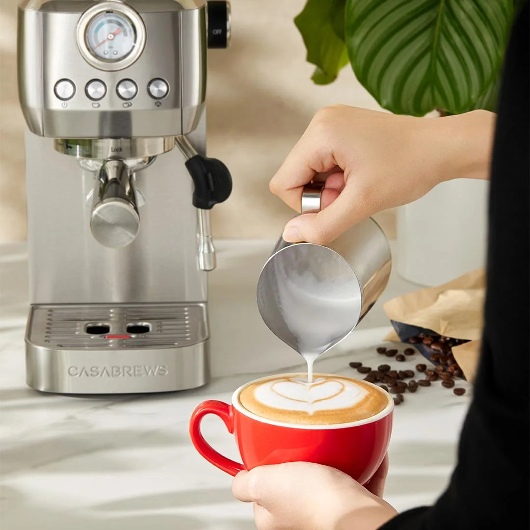 CASABREWS 3700Gense. 20 Bar Espresso Machine and Coffee Maker with Milk Frother. Silver