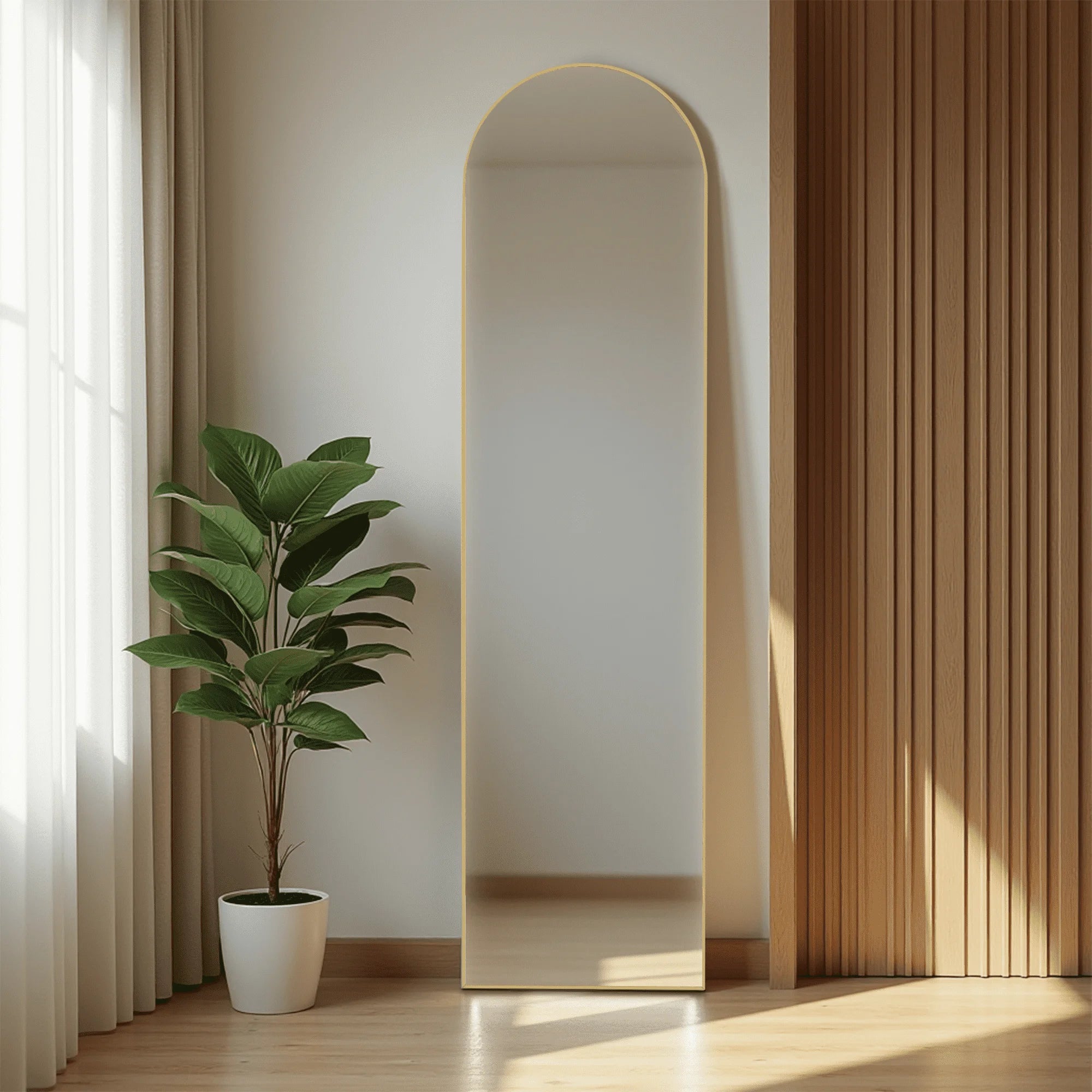 MAYEERTY 57*20in Arched Full Length Mirror Freestanding Body Dressing Mirror. Aluminium Alloy Framed. Arched