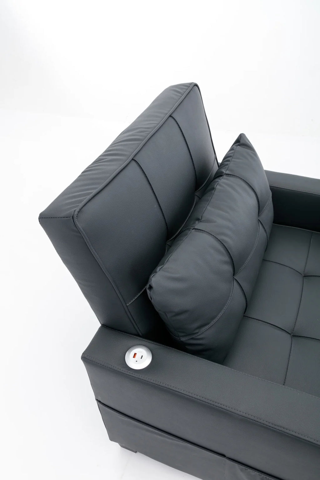 Convertible Futon Sofa Bed. 3-in-1 Multi-Functional Sleeper Chair Bed with USB Ports. Adjustable Backrest Recliner.for Living Room Bedroom Small Space. Tech Cloth. Dark Grey