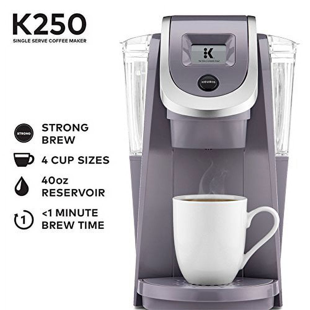 Keurig K250 Coffee Maker. Single Serve K-Cup Pod Coffee Brewer. With Strength Control. Plum Gray