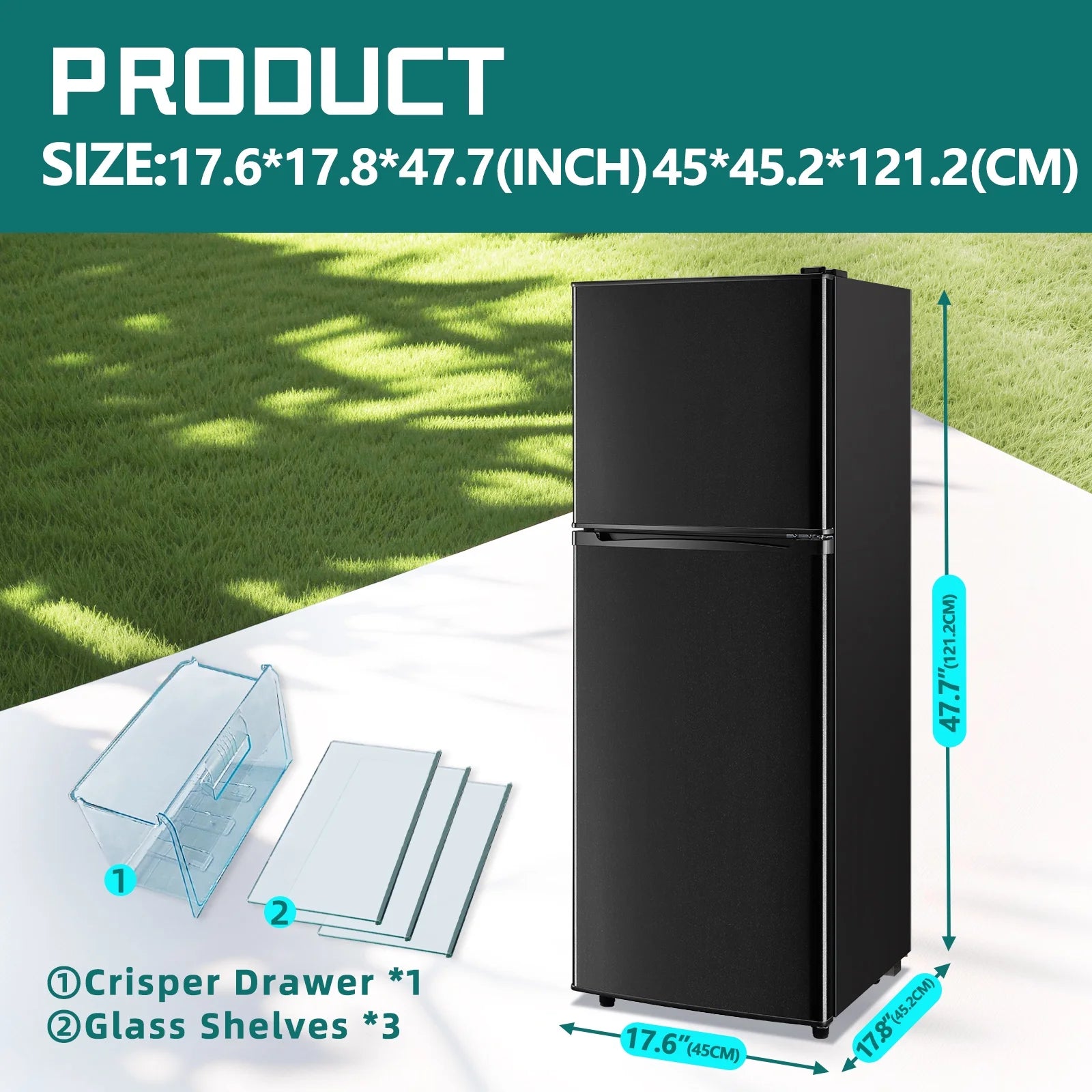 JIEJIA 5.0 Cu.Ft Apartment Size Refrigerators with Separate Freezer. 2 Door Refrigerator. Small Fridge with Freezer. Gray