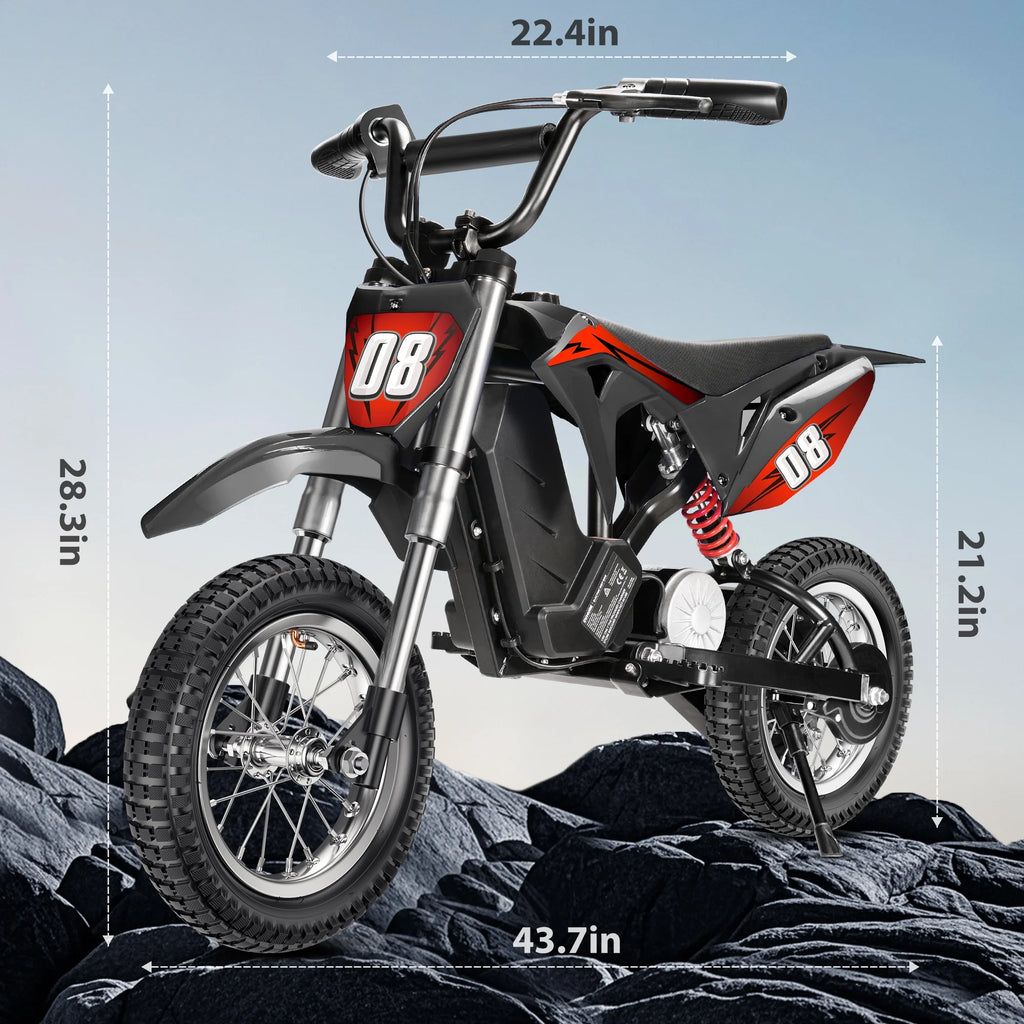 36V Kids Electric Dirt Bike.Fast Speed Electric Motorcycle Up to 16 MPH & 10 Miles Long-Range. 3-Speed Modes. Twist Grip Throttle. Dual Suspension & Brakes for Kids Ages 5-10 Ride on Toys