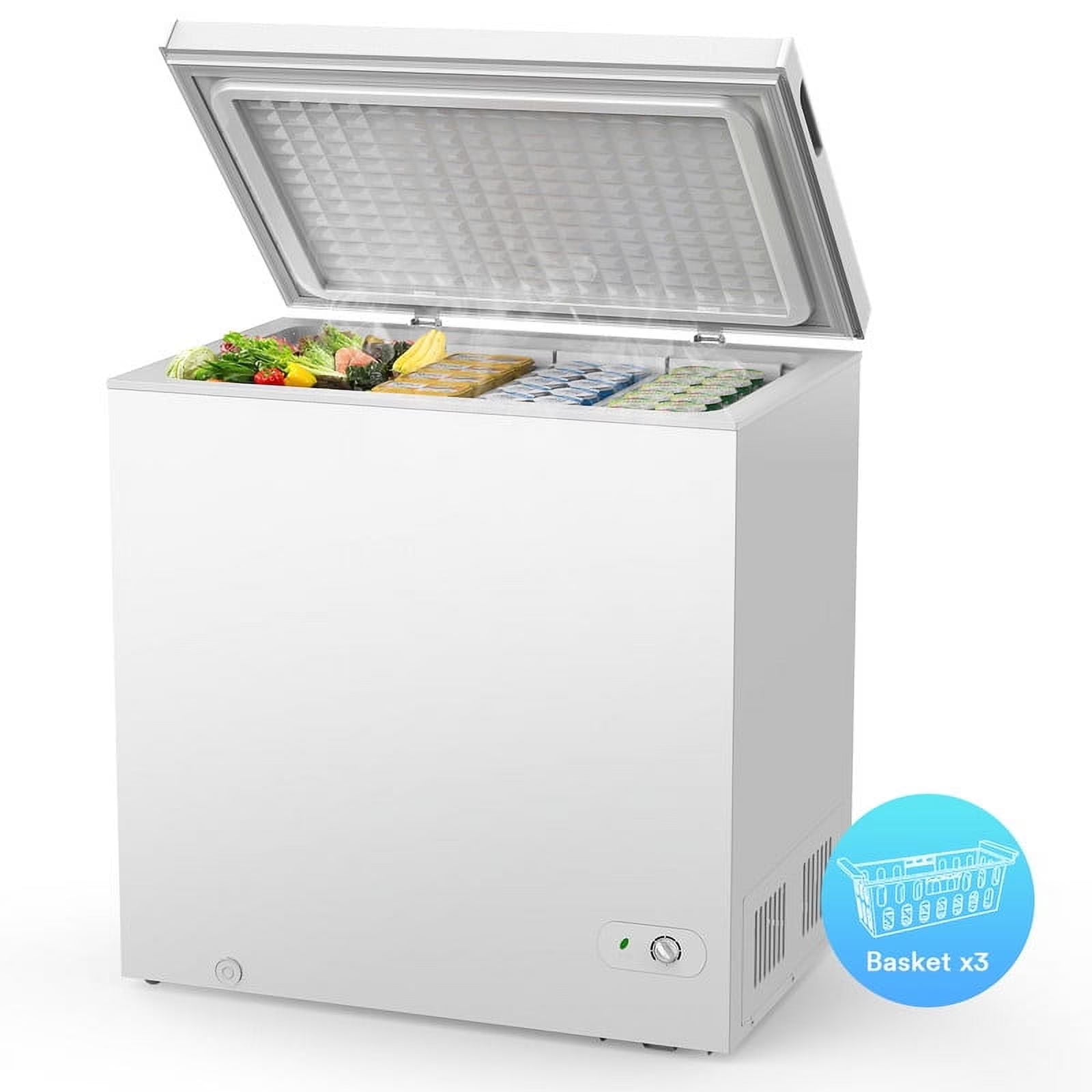 KNDKO 7.0 cu.ft. Chest Freezer with Adjustable Temperature. Free Standing Top Open Door Compact Freezer with Removable Basket for Kitchen/Home/Bar/Garage/Office