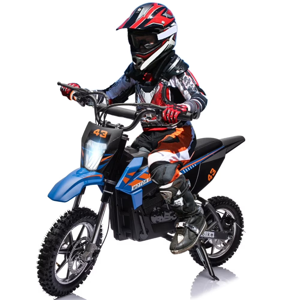 COZONY 36V Kids Electric Dirt Bike.15.5MPH Kids Electric Motorcycle W/ 350W Brushless Motor��LED lights. Air-Filled Tires. Leather Seat.Disc Brake.Max Load 175 Lbs.for Kids Ages 14+ Teenagers. Black