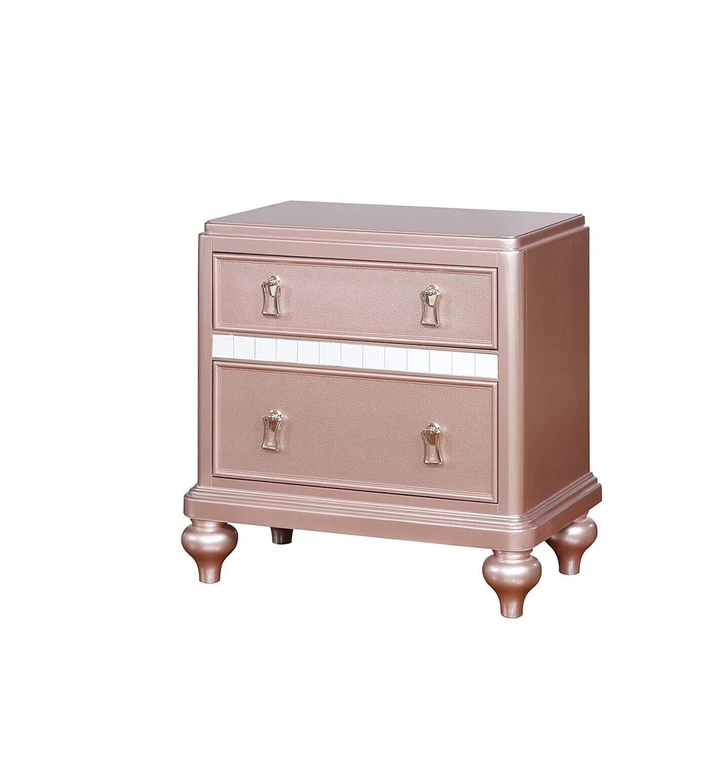 Contemporary Rose Gold Twin Size Bed 6pc Set Dresser Mirror Nightstand Chest Padded HB Tufted Bedroom Furniture Solid wood