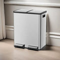 JOINSUN Trash Can. 2 x 8.3 Gallon Double Deck Trash Recycling Bin. Kitchen Bin. Silver
