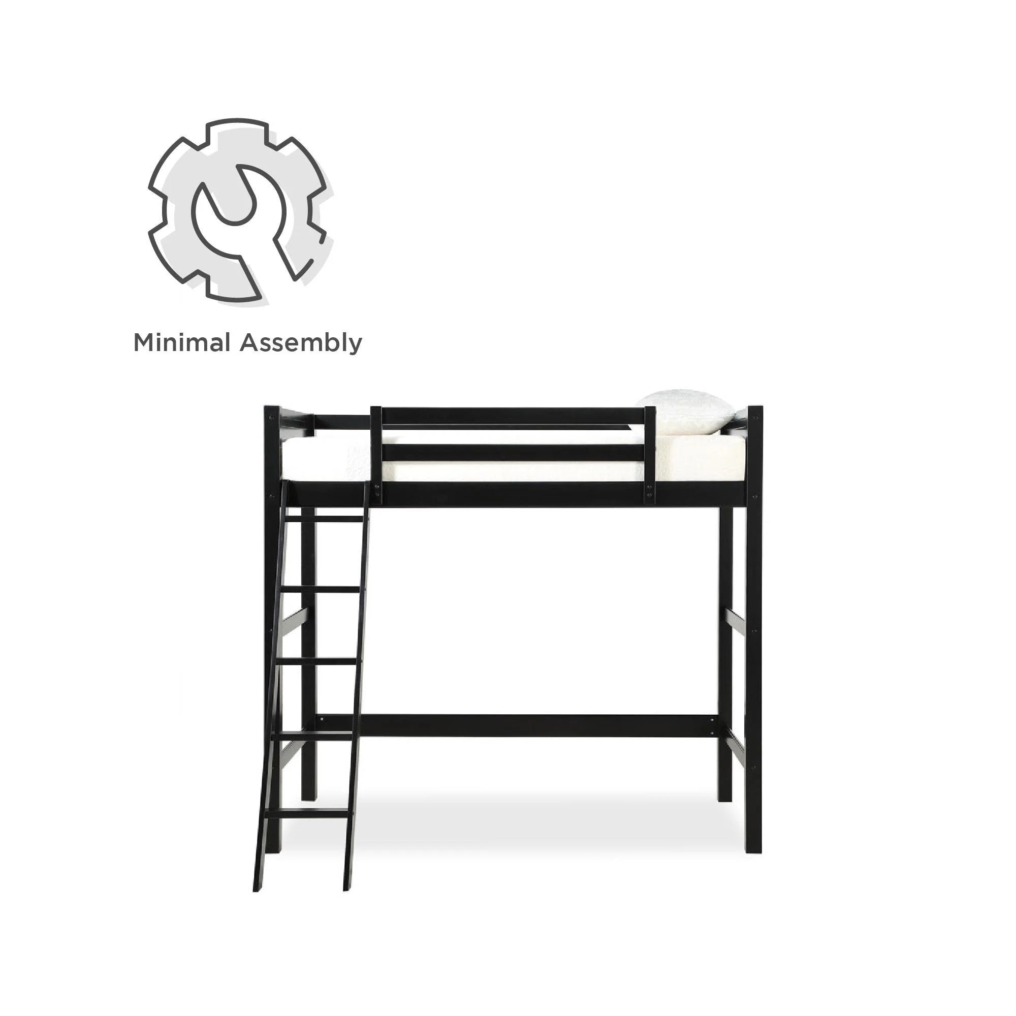 Your Zone Kiarah Twin Loft Bed with Ladder. White
