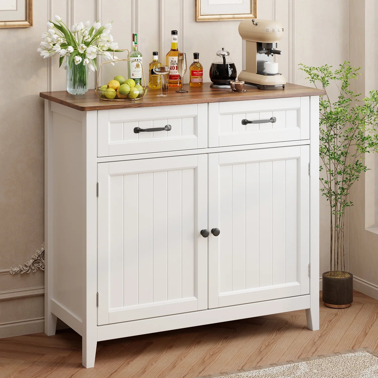 Coffee Bar. Lofka 42 Kitchen Storage Cabinet. Sideboard Buffet Cabinet with 8 Shelves. 1 Drawer