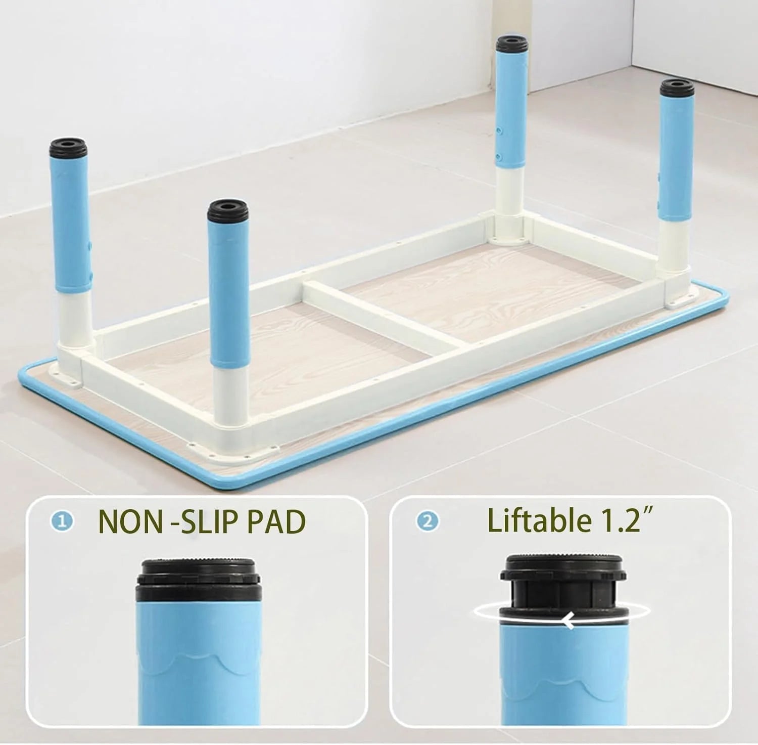 TROPOW Kids Table and Chairs.Height Adjustable Toddler Table and 6 Chair.Multi-Activity Table with Graffiti Desktop Non-Slip Legs for Ages 2-10.Children Activity Table for Daycare.Classroom.Blue