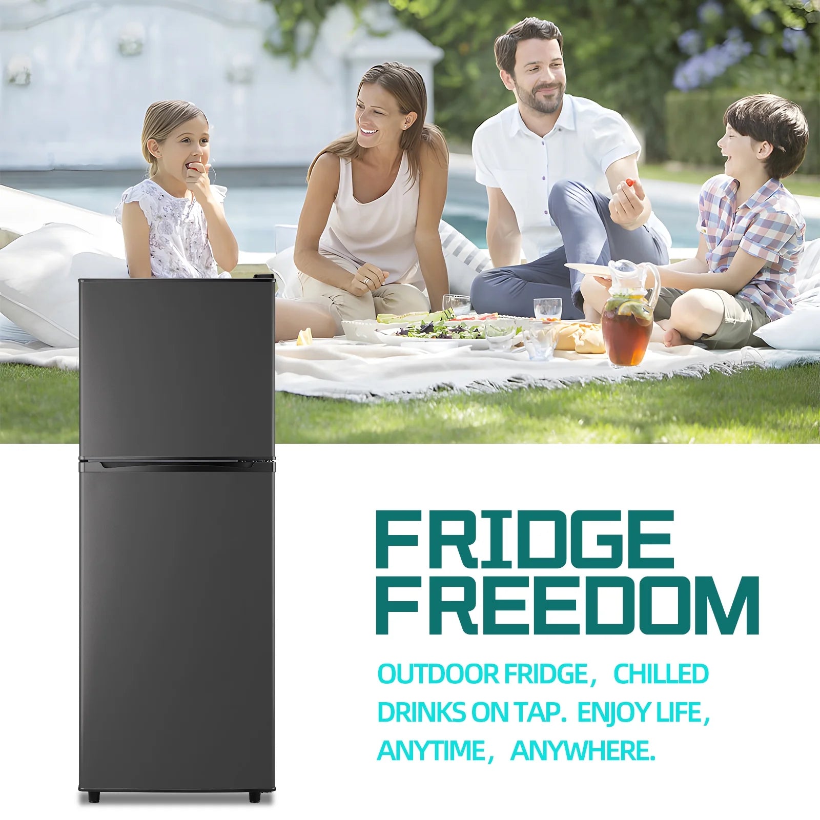 JIEJIA 5.0 Cu.Ft Apartment Size Refrigerators with Separate Freezer. 2 Door Refrigerator. Small Fridge with Freezer. Gray