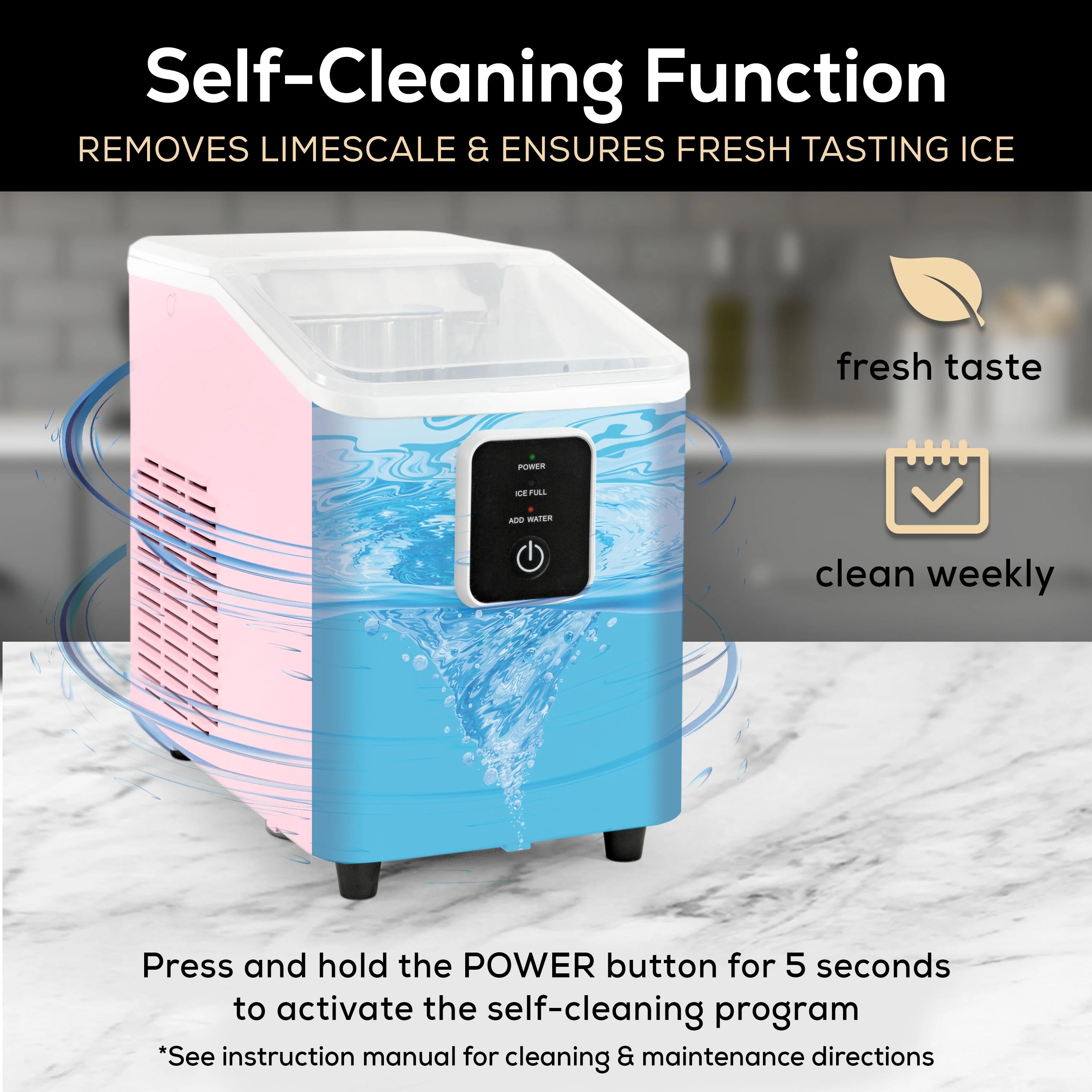 Igloo Self-Cleaning Countertop Ice Maker - Compact and Portable - Creates 26 lbs. Per Day. 8 Pieces Ready Every 7-8 Minutes - Includes Ice Scoop and Basket - Aqua