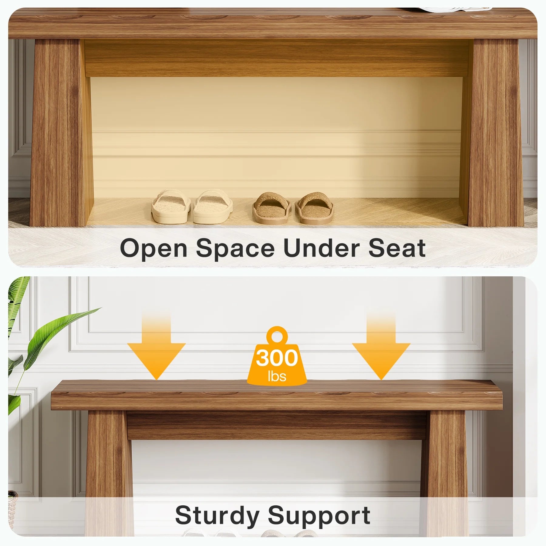 Fnova 48 Wooden Two - Person Backless Entryway Bench with Under - Bench Storage for Outdoor Garden. Living Room. Bedroom. Dining Room. Hallway