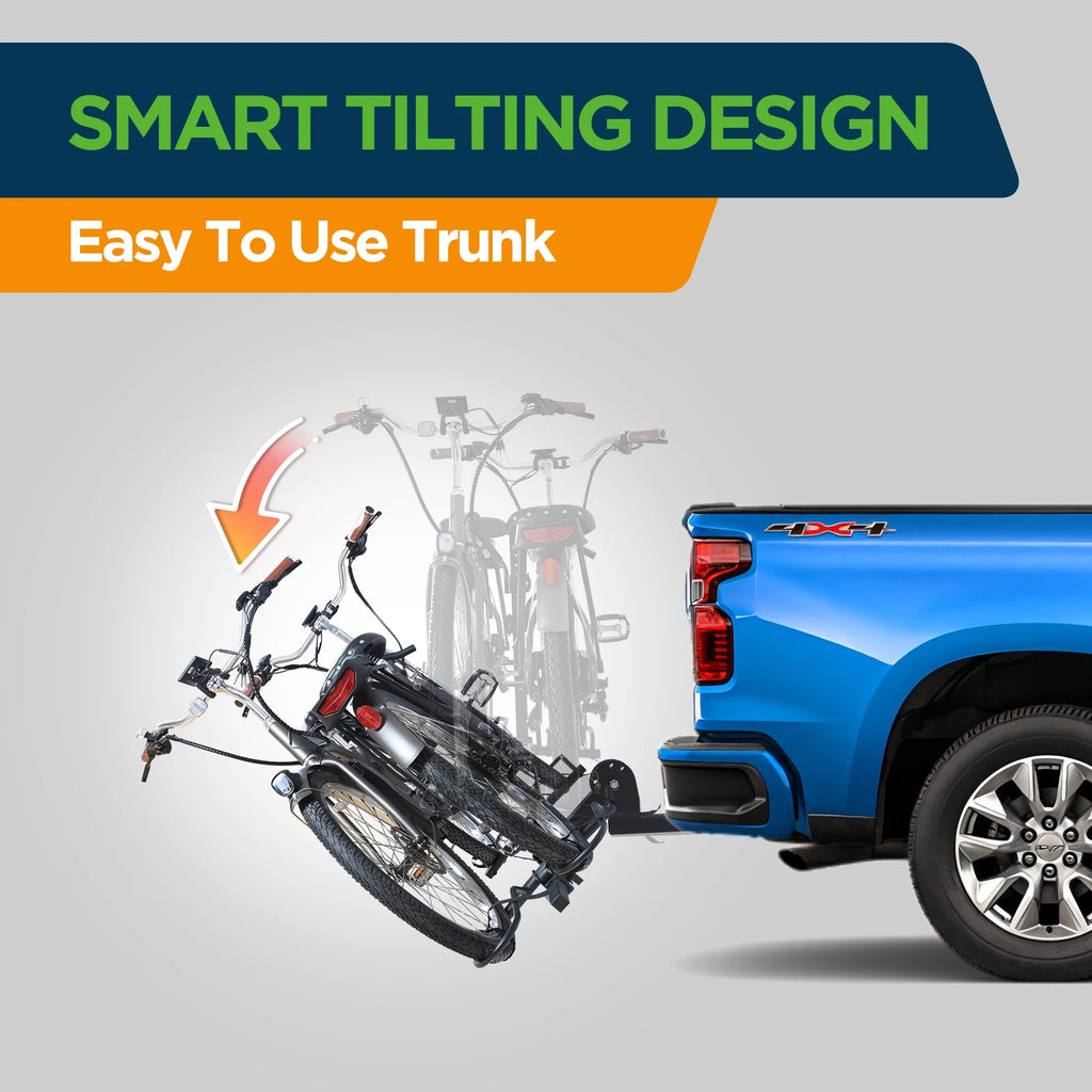 Young Electric Ebike Rack. 200lb Capacity. Alloy Steel Hitch Mount. Fits 5-Inch Fat Tire Bikes. 2-Inch Receiver