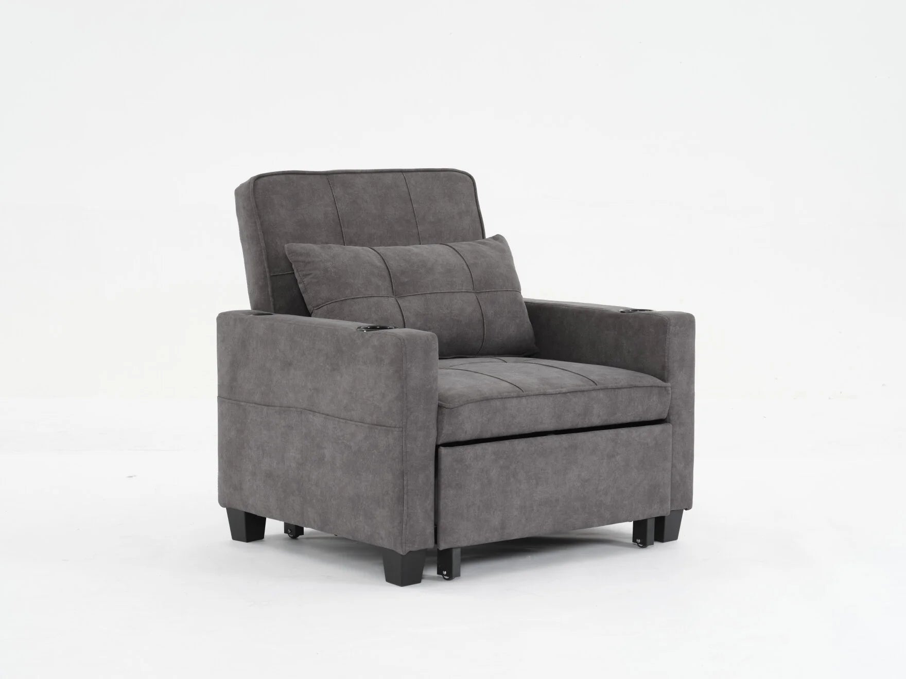 Convertible Futon Sofa Bed. 3-in-1 Multi-Functional Sleeper Chair Bed with USB Ports. Adjustable Backrest Recliner.for Living Room Bedroom Small Space. Tech Cloth. Dark Grey