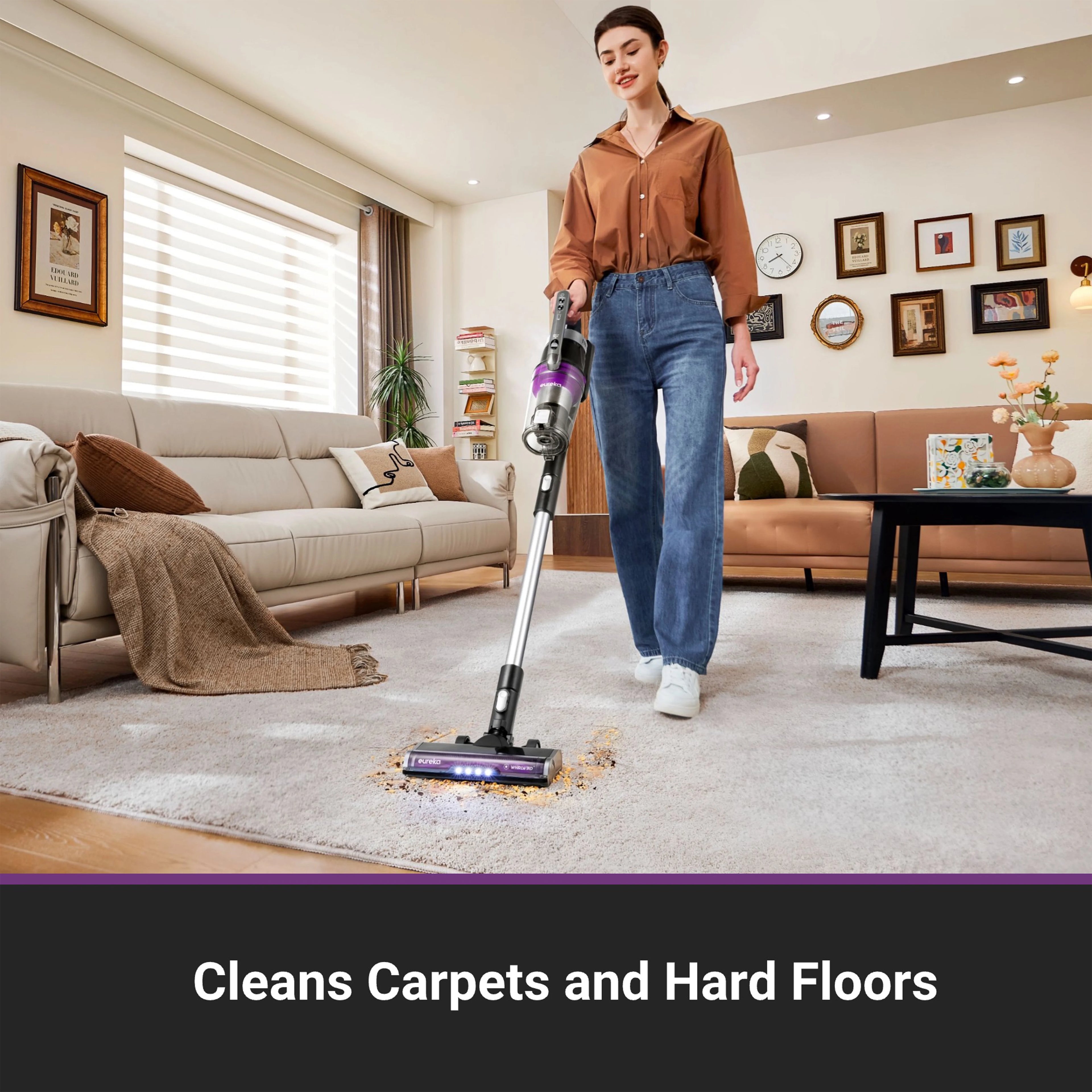 Eureka Stylus Elite Anti-Tangle Cordless Stick Vacuum Cleaner. 60 Minute Runtime. Auto-Empty Dust Station. Pet Hair. Multi-Surface. NEC490SE