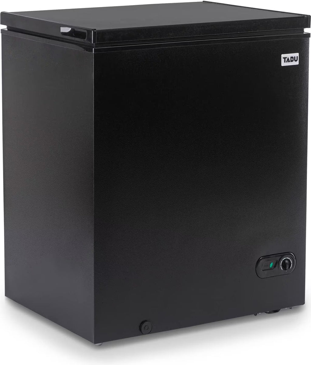 TABU Chest Freezer. 7.0 Cu Ft Deep Freezer with Adjustable Temperature. Compact Freezer with Top Open Door (Black)