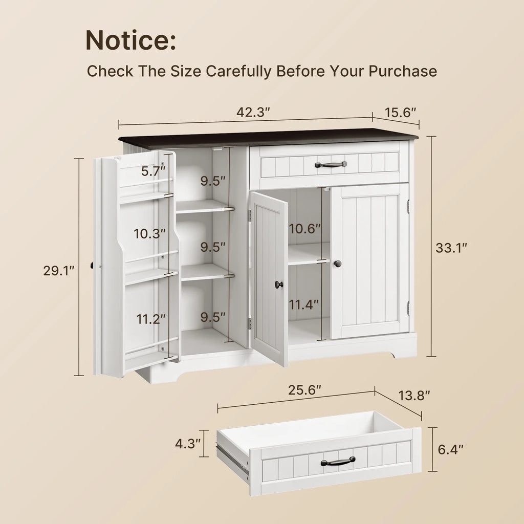 Coffee Bar. Lofka 42 Kitchen Storage Cabinet. Sideboard Buffet Cabinet with 8 Shelves. 1 Drawer