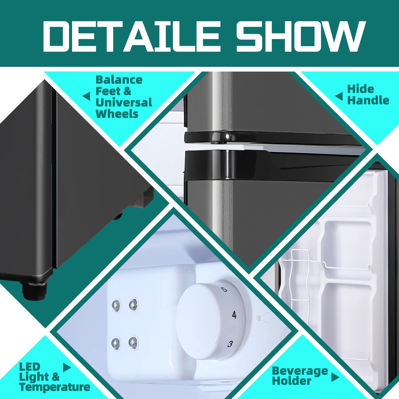 JIEJIA 5.0 Cu.Ft Apartment Size Refrigerators with Separate Freezer. 2 Door Refrigerator. Small Fridge with Freezer. Gray