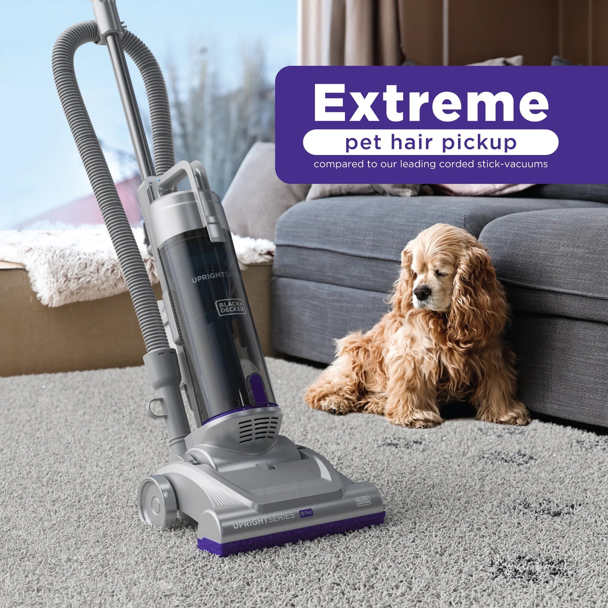 Black + Decker UprightSeries Lite PET Upright Vacuum with Pet Hair Attachment