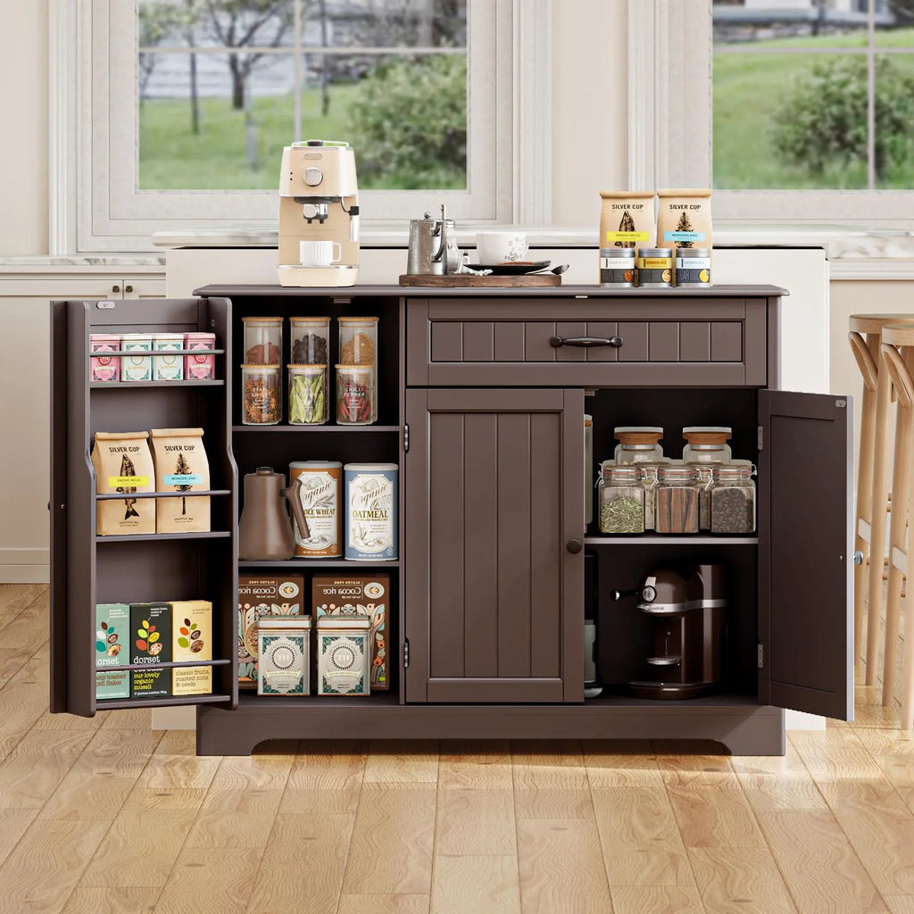 Coffee Bar. Lofka 42 Kitchen Storage Cabinet. Sideboard Buffet Cabinet with 8 Shelves. 1 Drawer