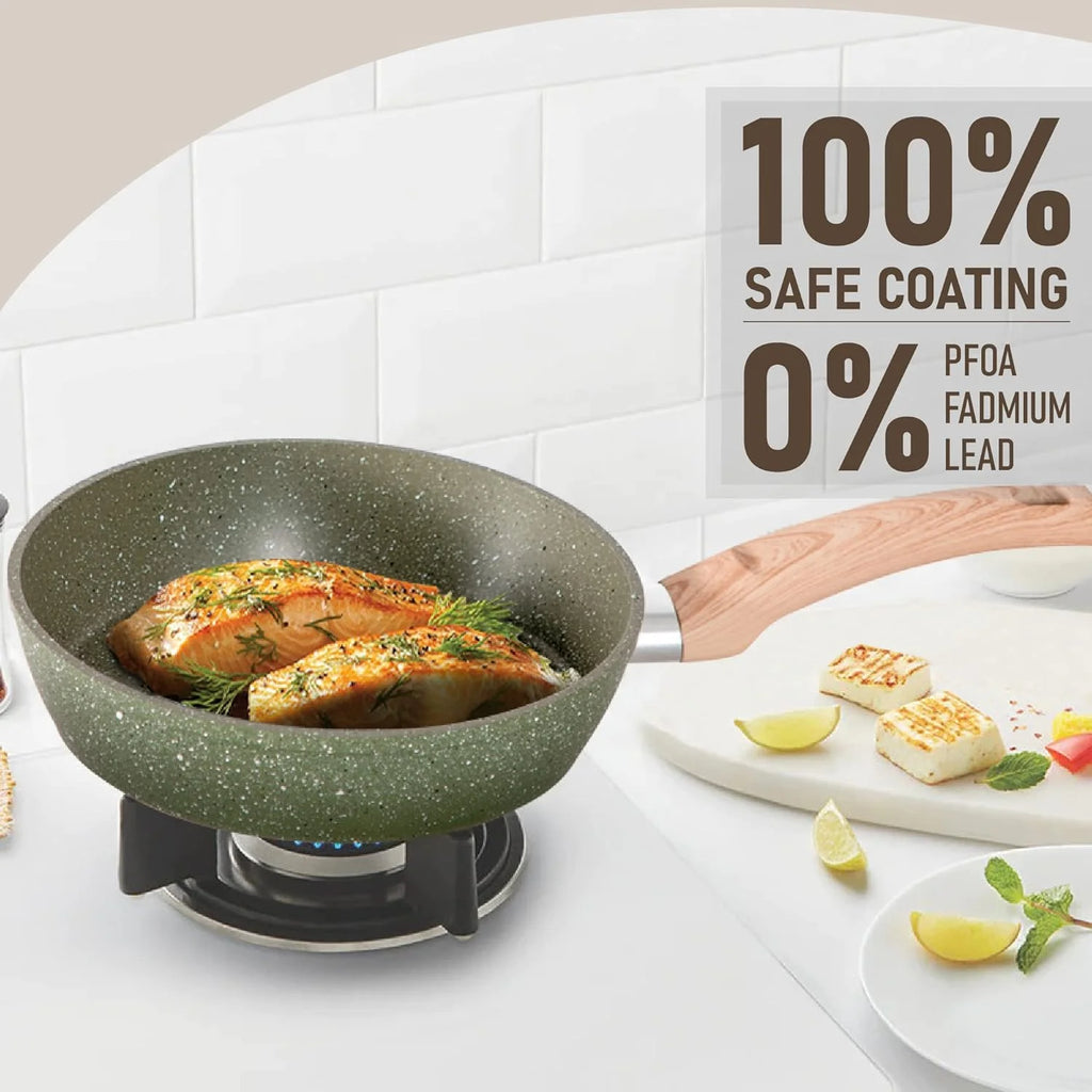 Kitchen Academy 17 Pieces Induction Cookware Set with Griddle. Green Granite Pots and Pans Set Non Stick. Healthy Nonstick Cooking Pans Set