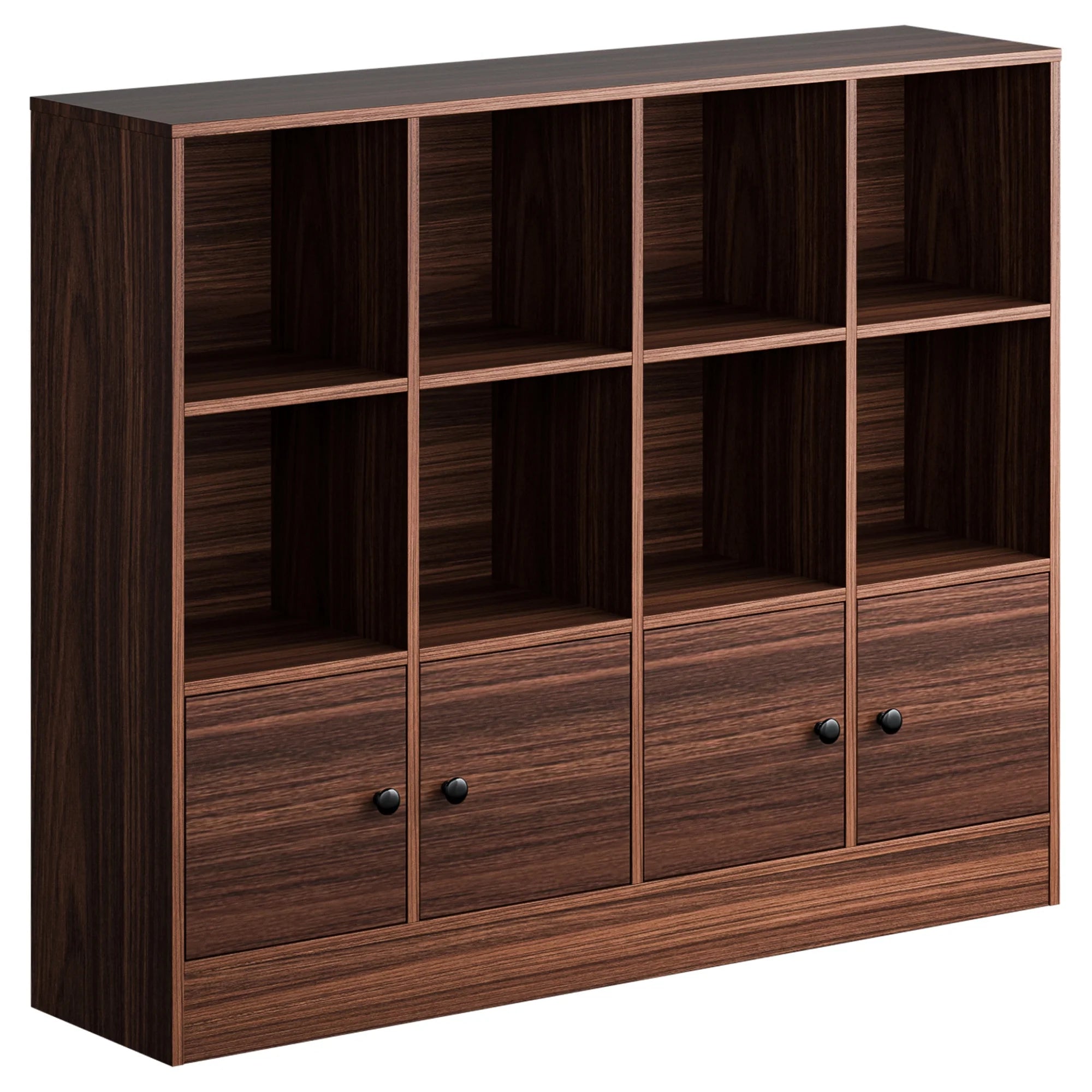 Cozy Castle 3-Tier Open Cube Bookcase with 12 Cubes and 4 Doors. Adjustable Shelves. White