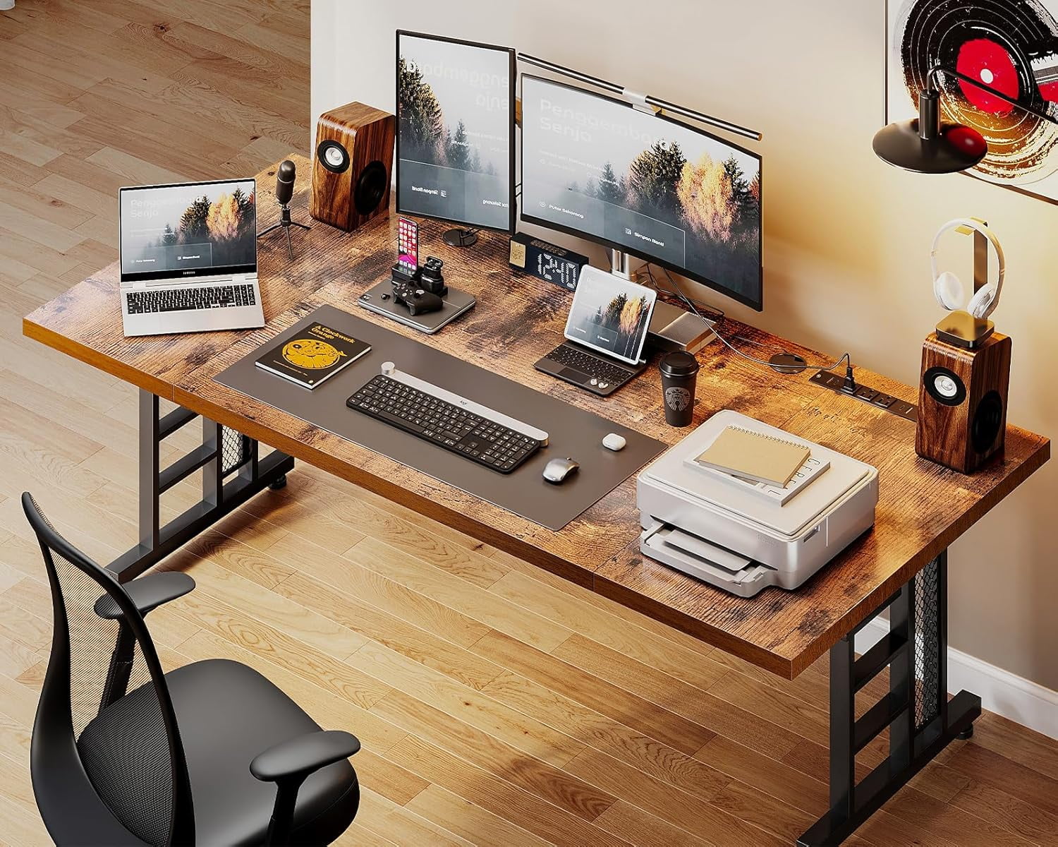 Coleshome 71 Inch Executive Desk with USB Ports. Large Computer Desk with Extra Thick. Long Mordern Office Desk. Workstation Business Furniture for Home Office. Vintage