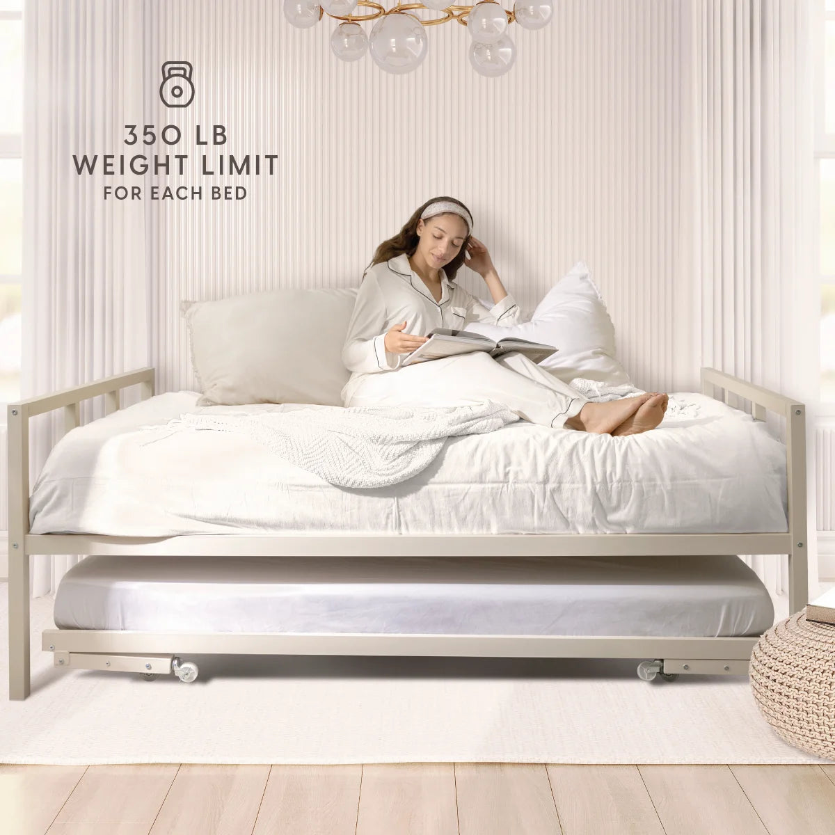 Milliard Twin Daybed and Fold-up Trundle Set. Frame - Mattresses Sold Separately (Black)