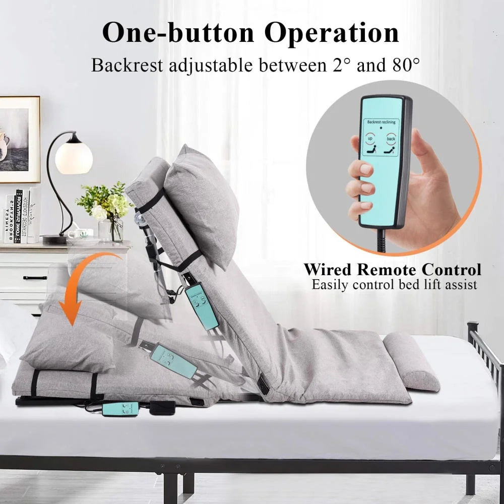 Adjustable Power Lifting Bed Backrest for Elderly Patient Injured. Sit-up Back Rest Chair for Neck Lumbar Back Support. Electric Lifting Backrest for Bed (Gray)