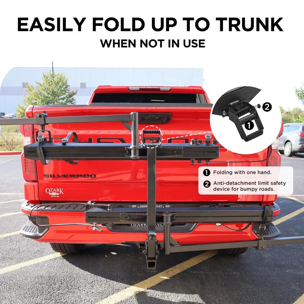 Young Electric Ebike Rack. 200lb Capacity. Alloy Steel Hitch Mount. Fits 5-Inch Fat Tire Bikes. 2-Inch Receiver