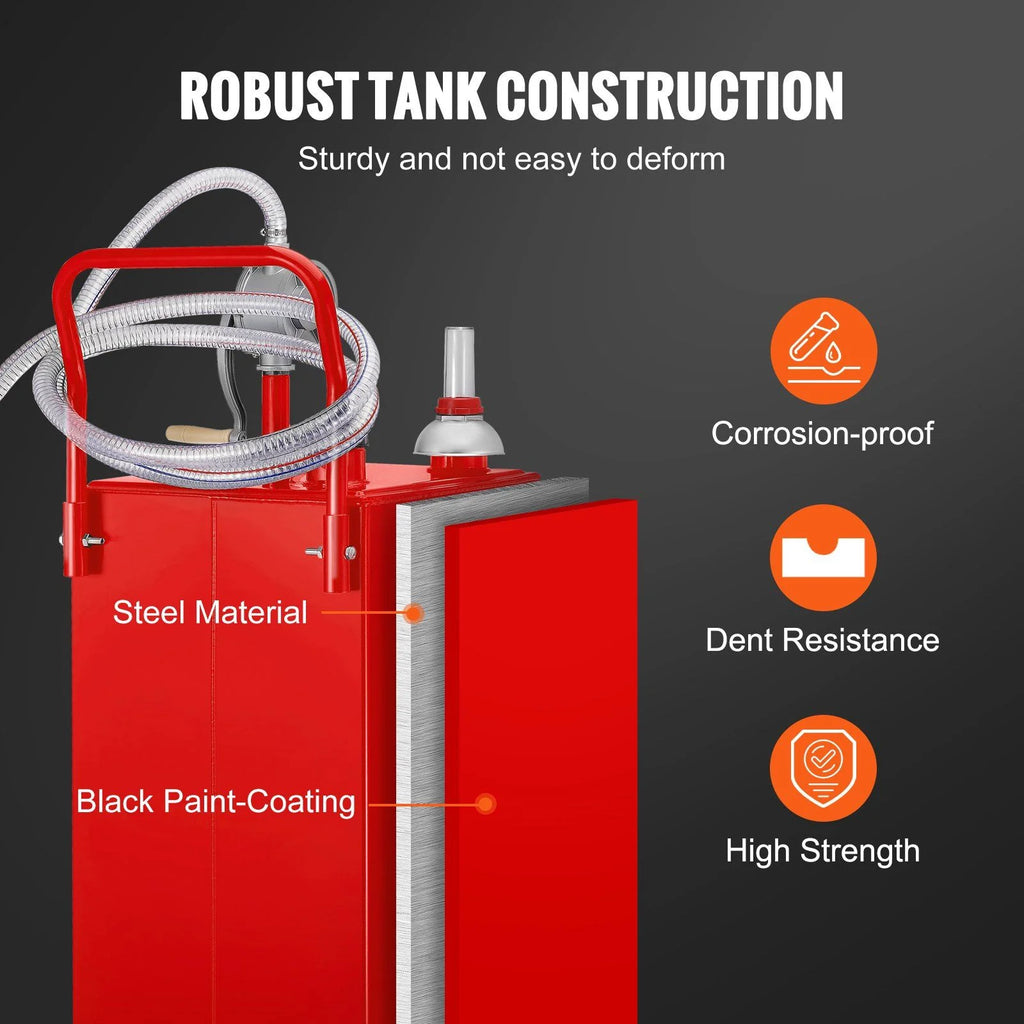 VEVOR 30 Gallon Fuel Caddy. Gas Storage Tank & 4 Wheels. with Manuel Transfer Pump. Gasoline Diesel Fuel Container for Cars. Lawn Mowers. ATVs. Boats. More. Red