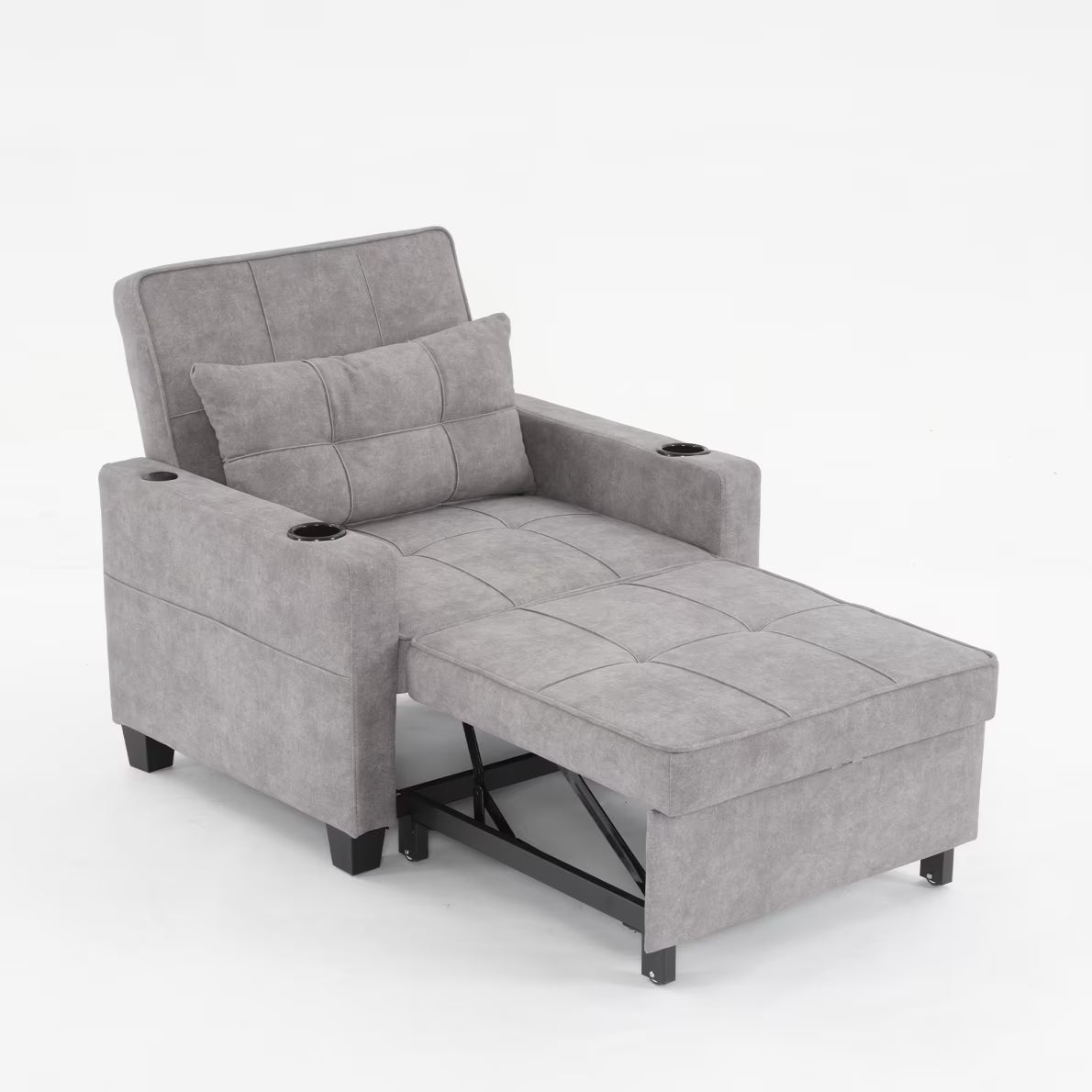 Convertible Futon Sofa Bed. 3-in-1 Multi-Functional Sleeper Chair Bed with USB Ports. Adjustable Backrest Recliner.for Living Room Bedroom Small Space. Tech Cloth. Dark Grey