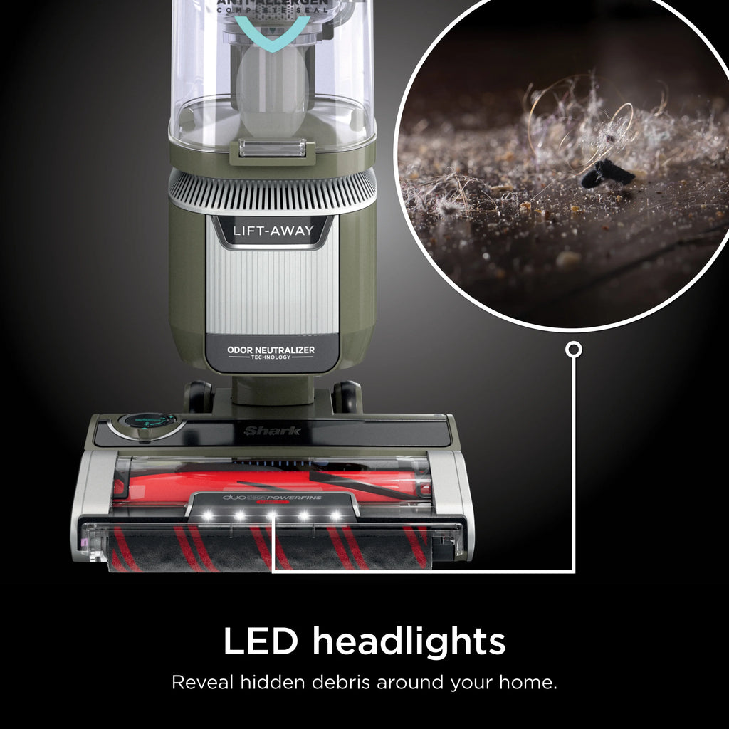 Shark Upright Vacuum. Rotator Pet Lift-Away ADV. Pet Friendly. Bagless. DuoClean PowerFins HairPro Brushroll. HEPA Filter. Hard Floor and Carpet. Swivel Steering. LED Lights. LA700. Sage