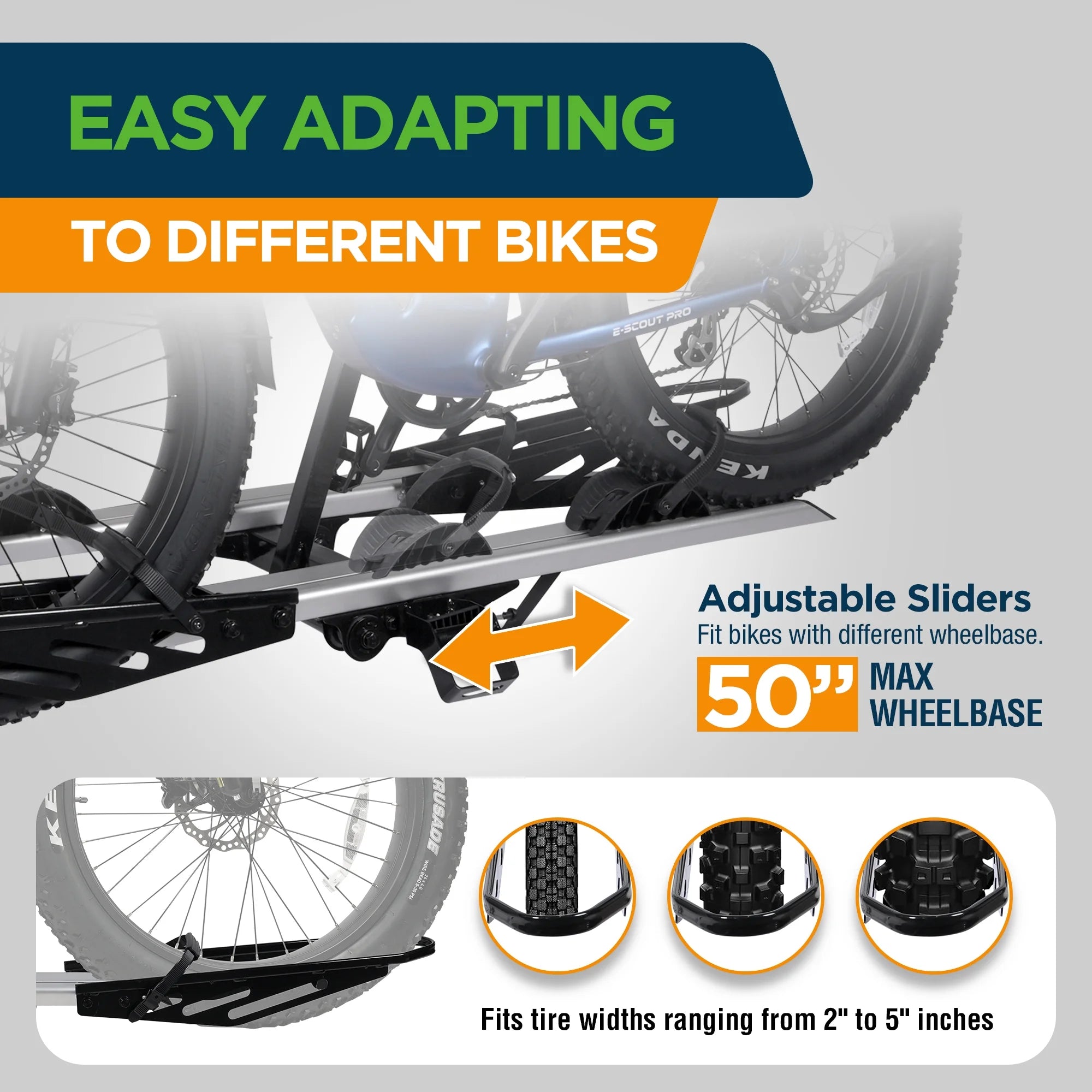 Young Electric Ebike Rack. 200lb Capacity. Alloy Steel Hitch Mount. Fits 5-Inch Fat Tire Bikes. 2-Inch Receiver