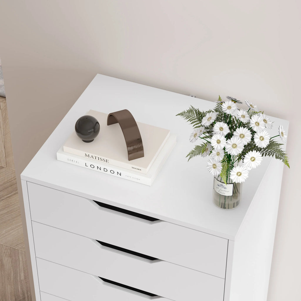 Homfa Vertical 8 Drawer Dresser. 44.5����H Modern Drawers Dresser for Bedroom Living Room. White