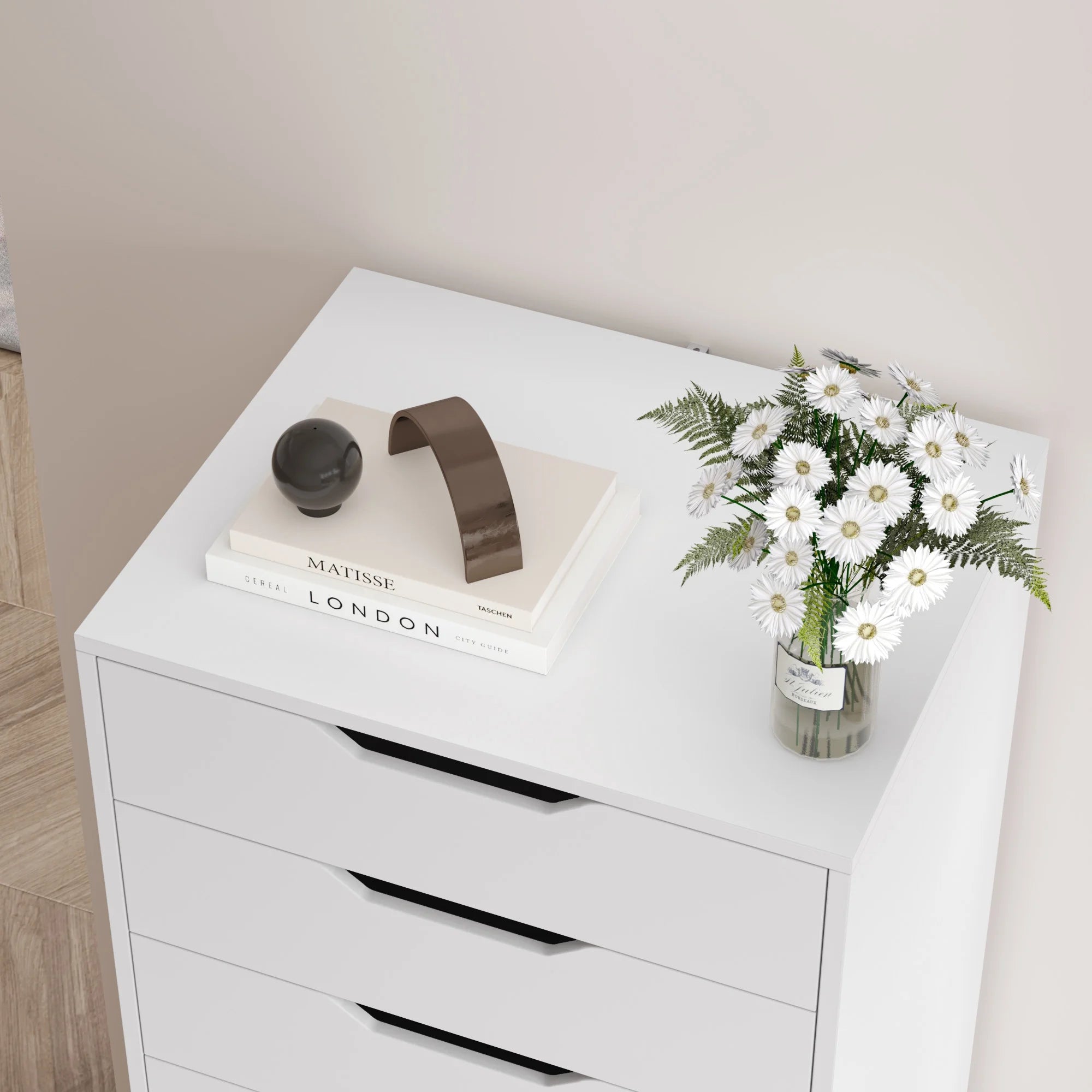 Homfa Vertical 8 Drawer Dresser. 44.5����H Modern Drawers Dresser for Bedroom Living Room. White