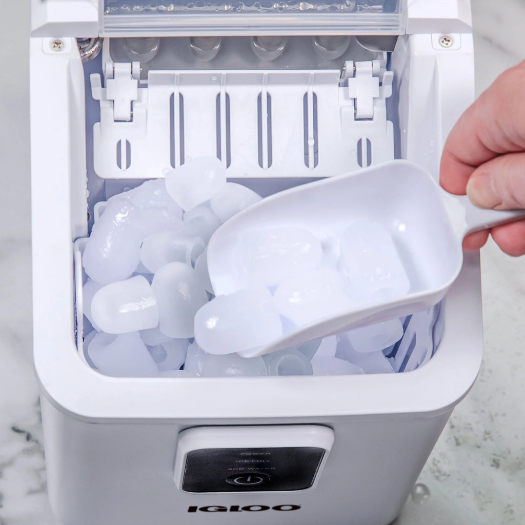 Igloo Self-Cleaning Countertop Ice Maker - Compact and Portable - Creates 26 lbs. Per Day. 8 Pieces Ready Every 7-8 Minutes - Includes Ice Scoop and Basket - Aqua
