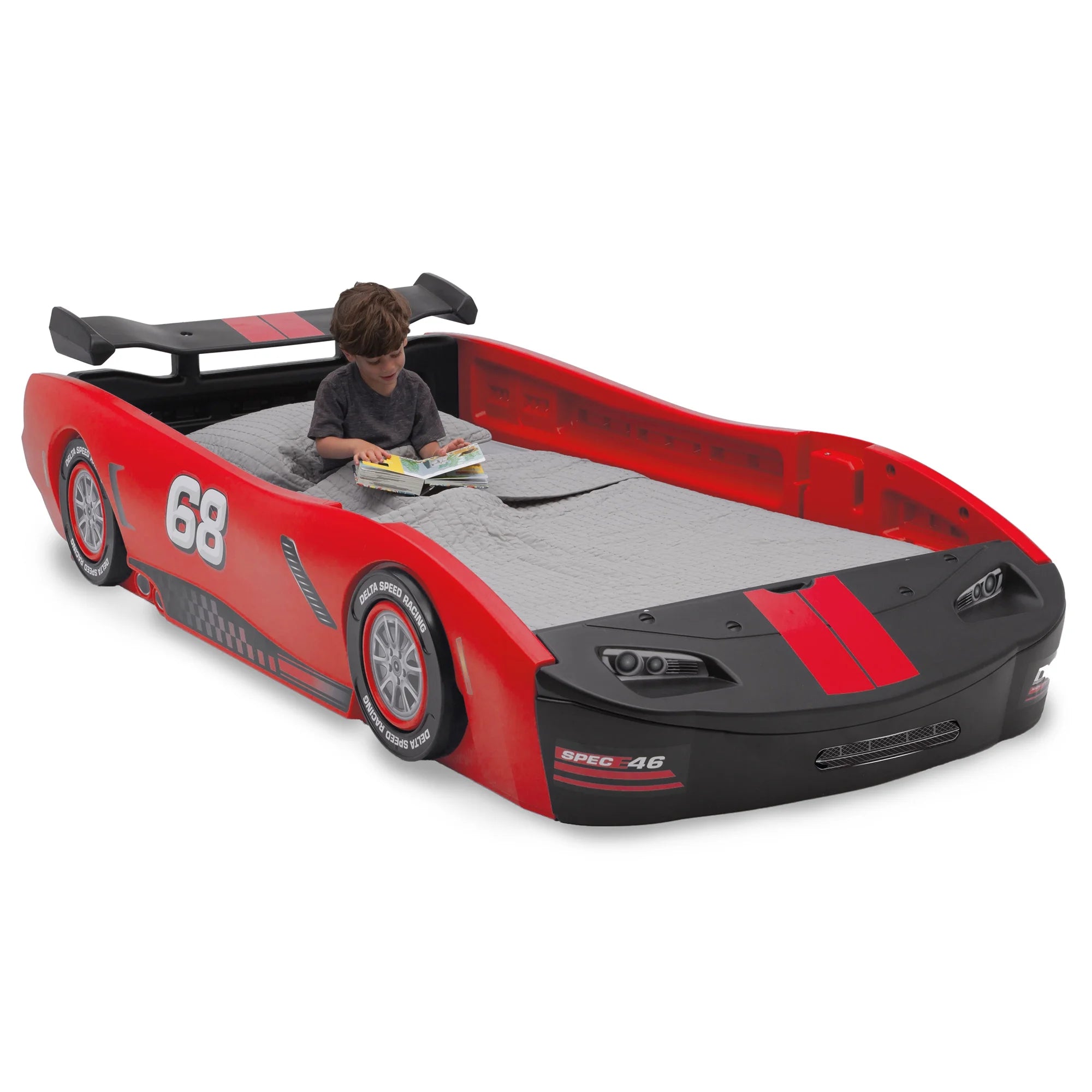 Delta Children Turbo Race Car Twin Bed. Blue
