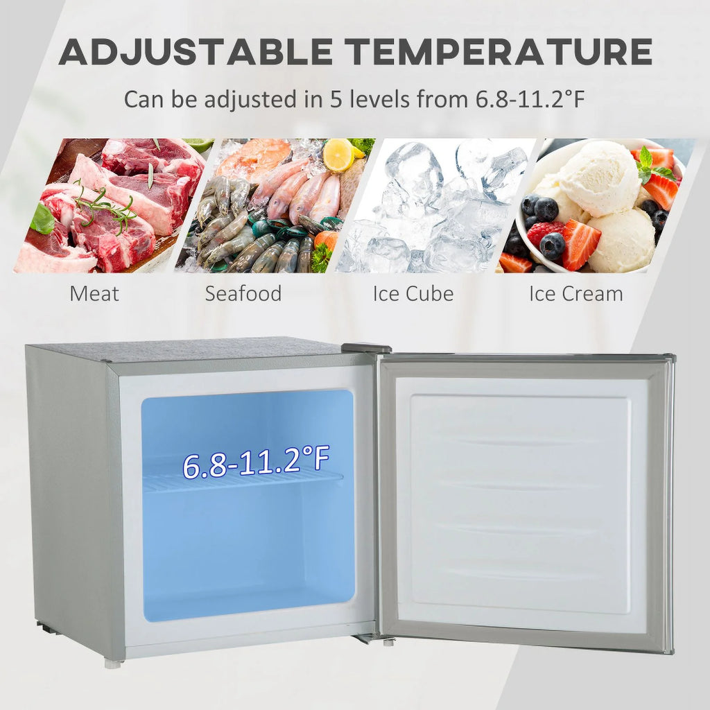 HOMCOM Mini Freezer Countertop. 1.1 Cu.Ft Compact Upright Freezer with Removable Shelves. Reversible Door for Home. Dorm. Apartment and Office. gray  05